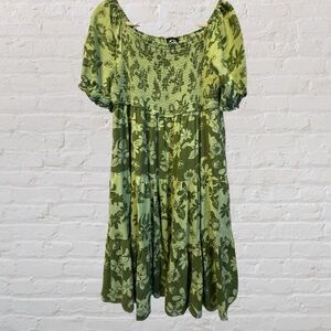 Green Floral Mini Dress